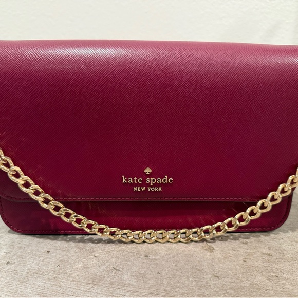 Kate Spade Madison Willow Medium Flap Crossbody Bag in Maroon Saffiano Leather - Picture 5 of 12
